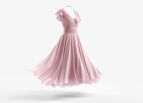 Aurora Tiered Chiffon Flutter-Sleeve Midi Gown in Rose Mist