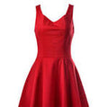 The Scarlet Serenade V-Neck Cocktail Midi Dress